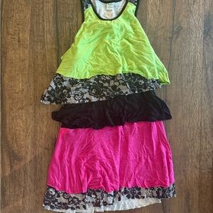 Vintage peaches & cream boutique brand 80s vibe layer flutter tiered dress sz 10